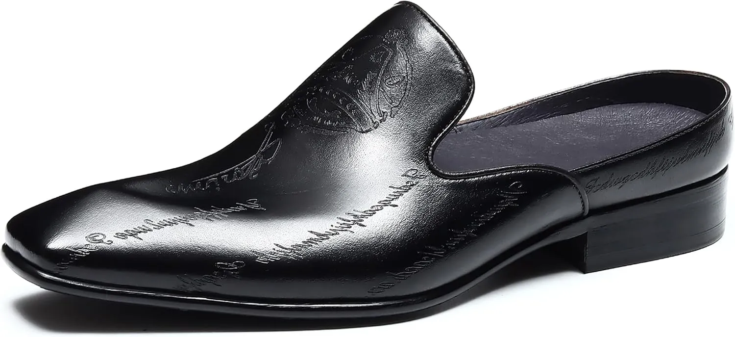 Santimon Mens Mules Sandals Formal Dress Loafers Leather Clogs Business Casual Open Back Slippers Outside Slip On Comfort Summer Shoes for Men