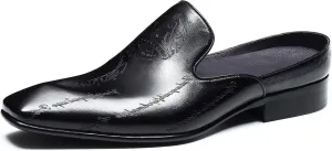 Santimon Mens Mules Sandals Formal Dress Loafers Leather Clogs Business Casual Open Back Slippers Outside Slip On Comfort Summer Shoes for Men
