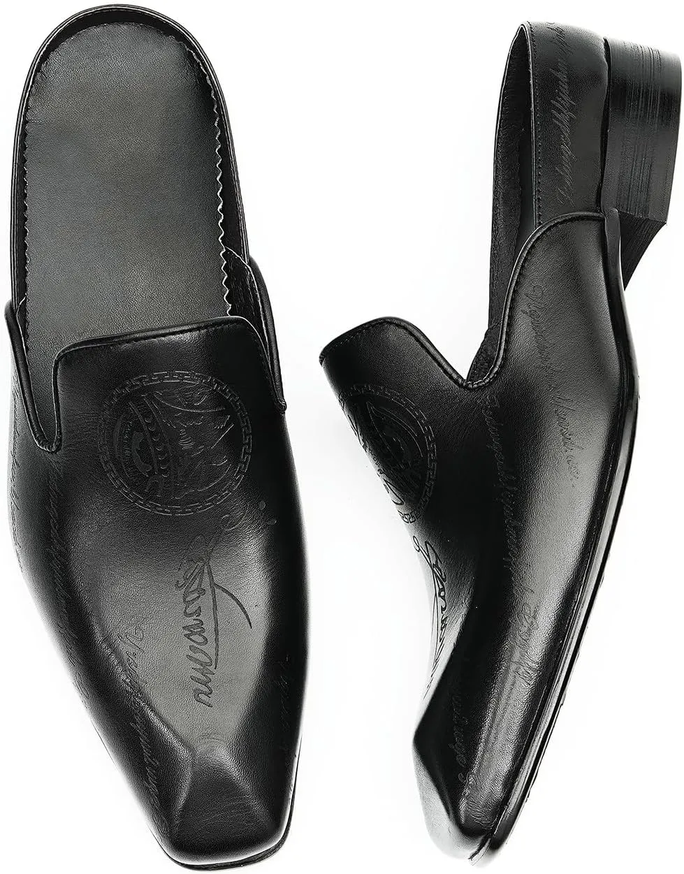 Santimon Mens Mules Sandals Formal Dress Loafers Leather Clogs Business Casual Open Back Slippers Outside Slip On Comfort Summer Shoes for Men