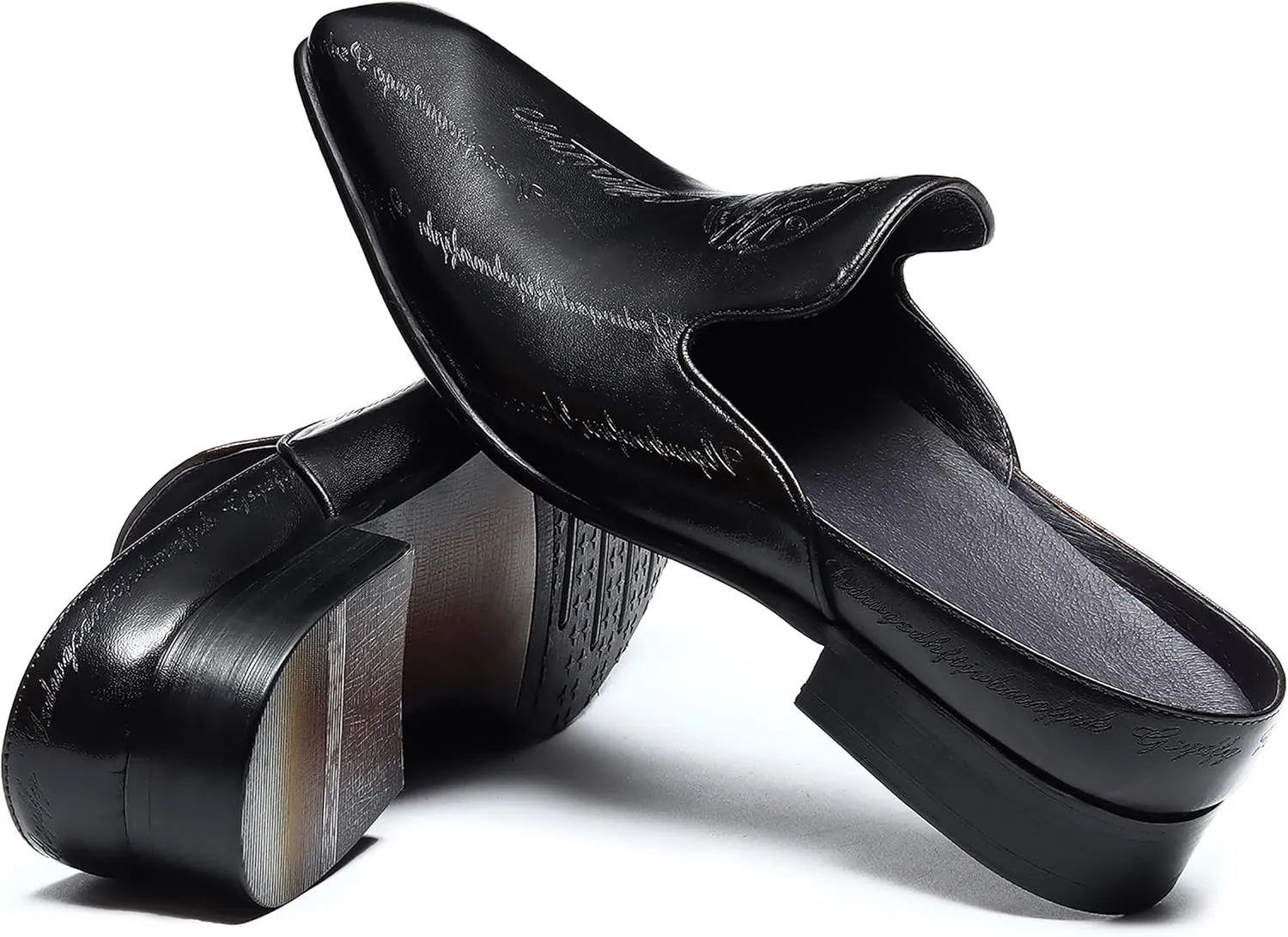 Santimon Mens Mules Sandals Formal Dress Loafers Leather Clogs Business Casual Open Back Slippers Outside Slip On Comfort Summer Shoes for Men