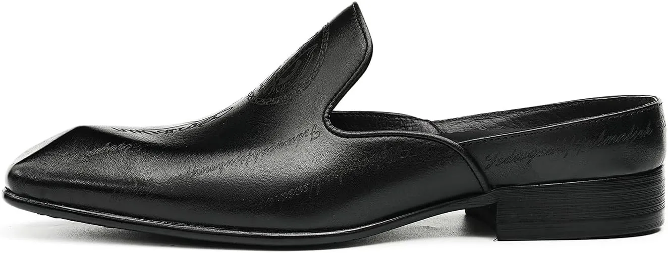 Santimon Mens Mules Sandals Formal Dress Loafers Leather Clogs Business Casual Open Back Slippers Outside Slip On Comfort Summer Shoes for Men