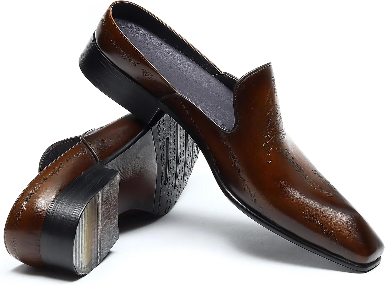 Santimon Mens Mules Sandals Formal Dress Loafers Leather Clogs Business Casual Open Back Slippers Outside Slip On Comfort Summer Shoes for Men