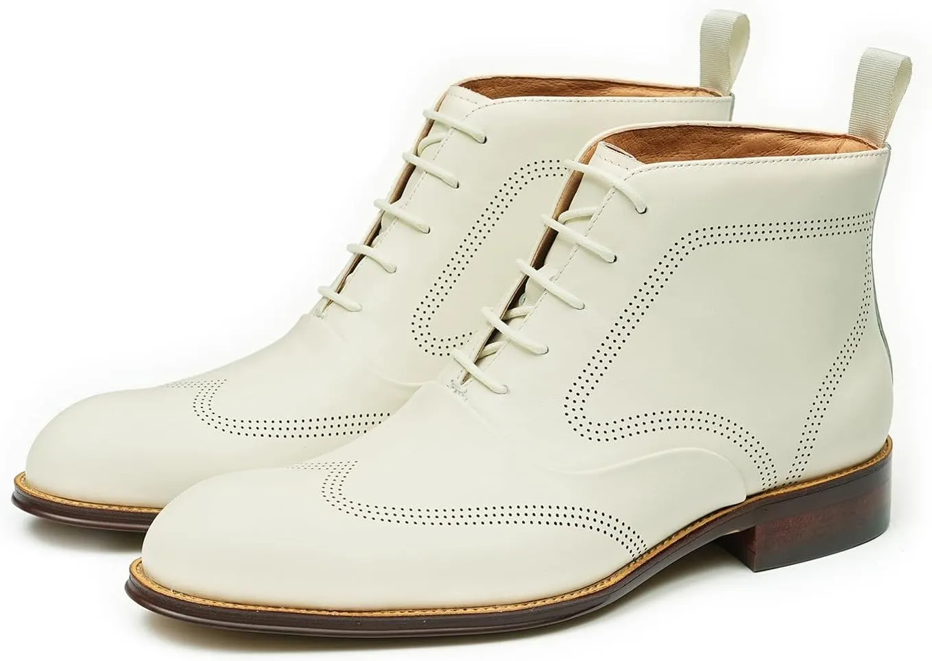 Santimon Mens Oxfords Boots Formal Dress Genuine Leather Ankle Boots Wingtip Brogues Chelsea Boots Fashion Prom Wedding Tuxedo Business Causal Lace Up Chukka Boots for Men