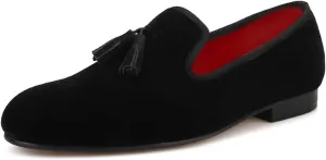 Santimon Mens Tassel Loafers Slip On Wedding Dress Velvet Penny Loafers Fashion Tuxedo Formal Business Casual Luxury Prom Shoes Smoking Party Ballroom Disco Moccasins for Men