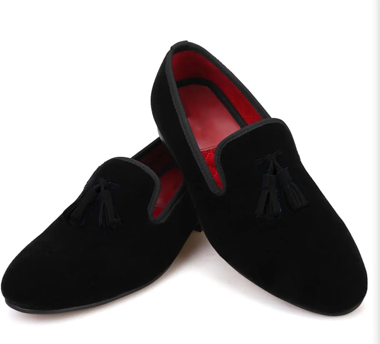 Santimon Mens Tassel Loafers Slip On Wedding Dress Velvet Penny Loafers Fashion Tuxedo Formal Business Casual Luxury Prom Shoes Smoking Party Ballroom Disco Moccasins for Men