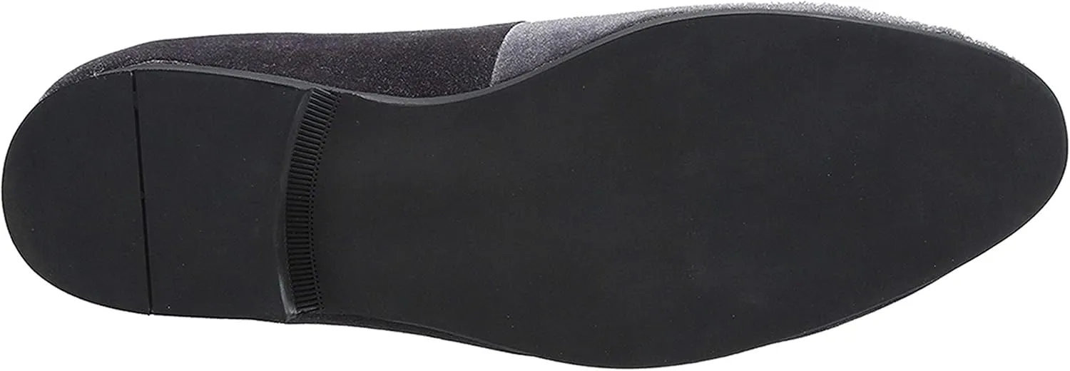 Santimon Men's Velvet Loafers Casual Slip on Dress Shoes with Gold Embroidery Smoking Slippers Flats