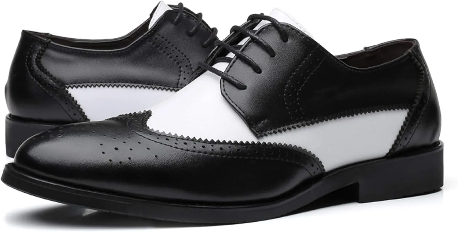 Santimon Men's Wingtip Oxford Classic Modern Formal Lace Up Dress Shoes