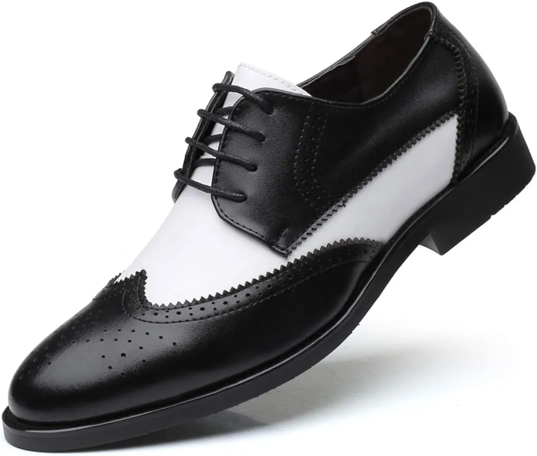 Santimon Men's Wingtip Oxford Classic Modern Formal Lace Up Dress Shoes