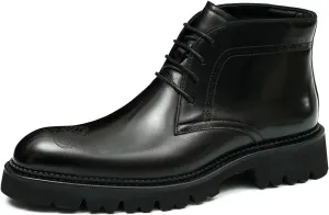 Santimon Oxfords Boots Men Formal Dress Genuine Leather Brogues Lace Up Ankle Boots Fashion Comfortable Business Causal Chelsea Boots Tuxedo Wedding Prom Chukka Boots for Men