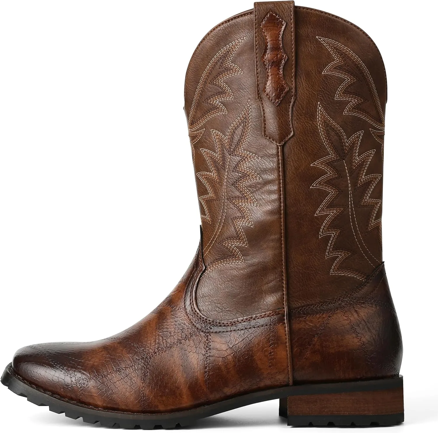 SaraIris Mens Brown Cowboy Western Working Round Toe Pull On Cowgirl Boots