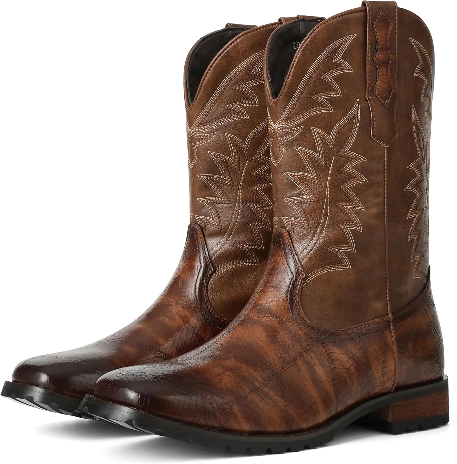 SaraIris Mens Brown Cowboy Western Working Round Toe Pull On Cowgirl Boots