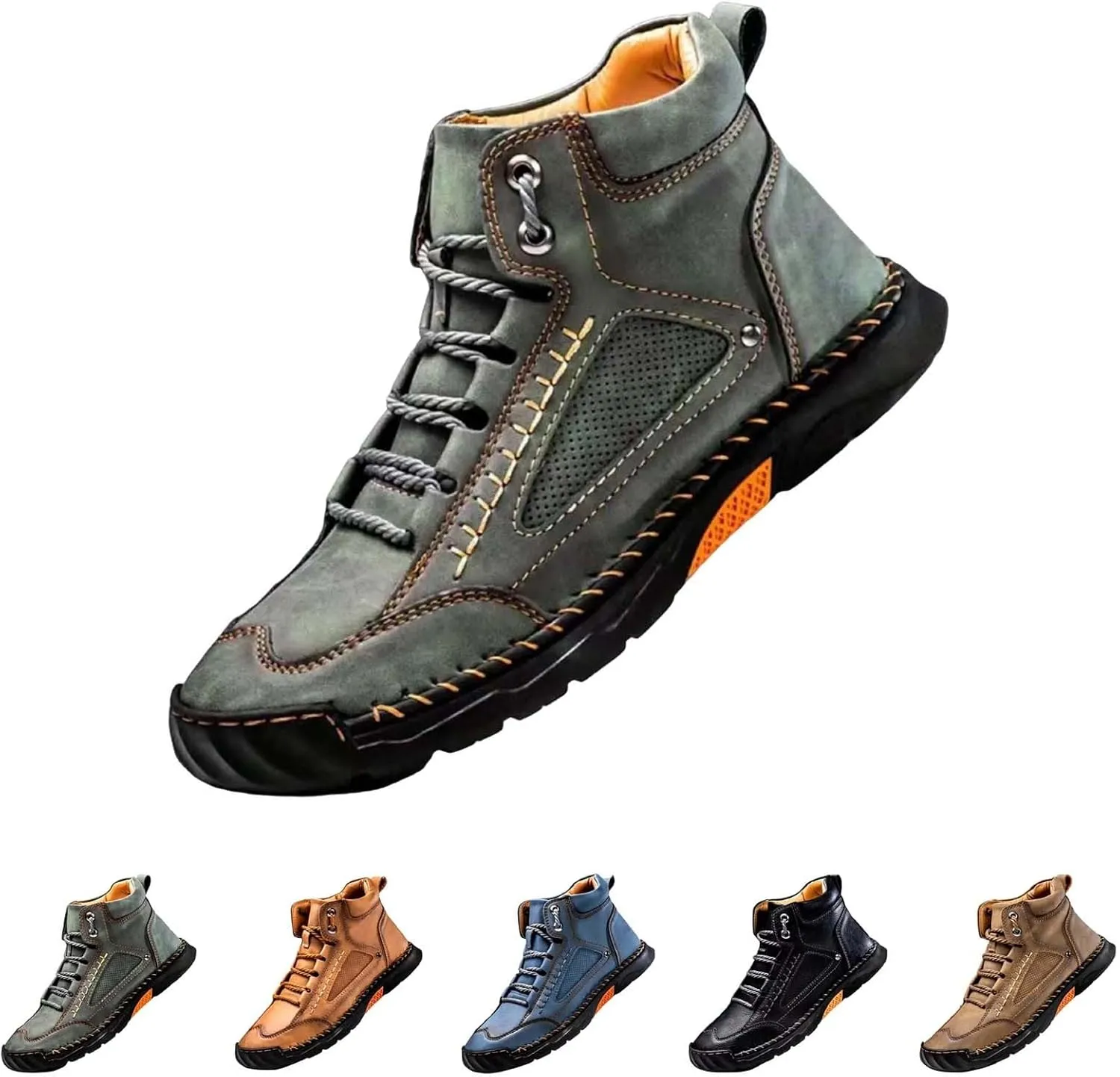 Sawbehind Mens Boots Comfortable Arch Support Handmade Waterproof Boots Casual Lightweight Hiking Outdoor Walking Sneakers