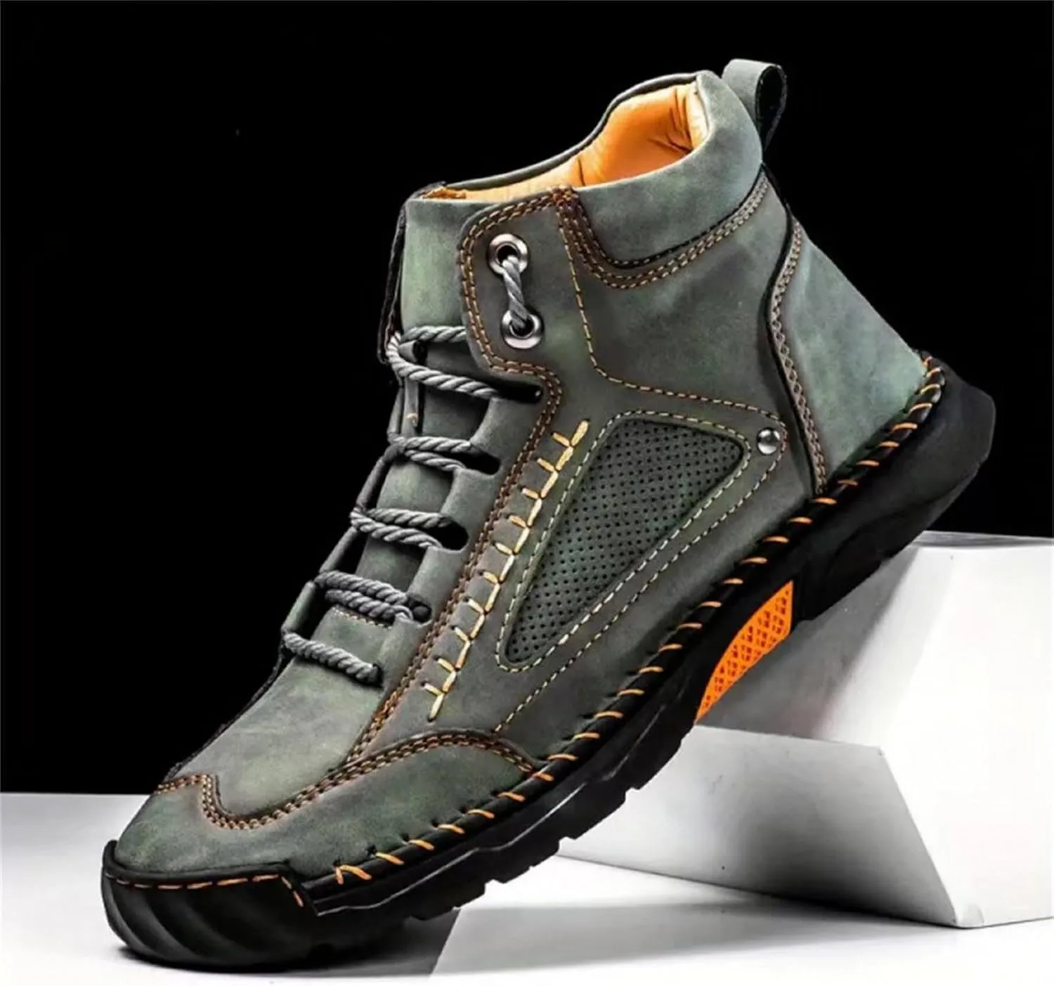 Sawbehind Mens Boots Comfortable Arch Support Handmade Waterproof Boots Casual Lightweight Hiking Outdoor Walking Sneakers