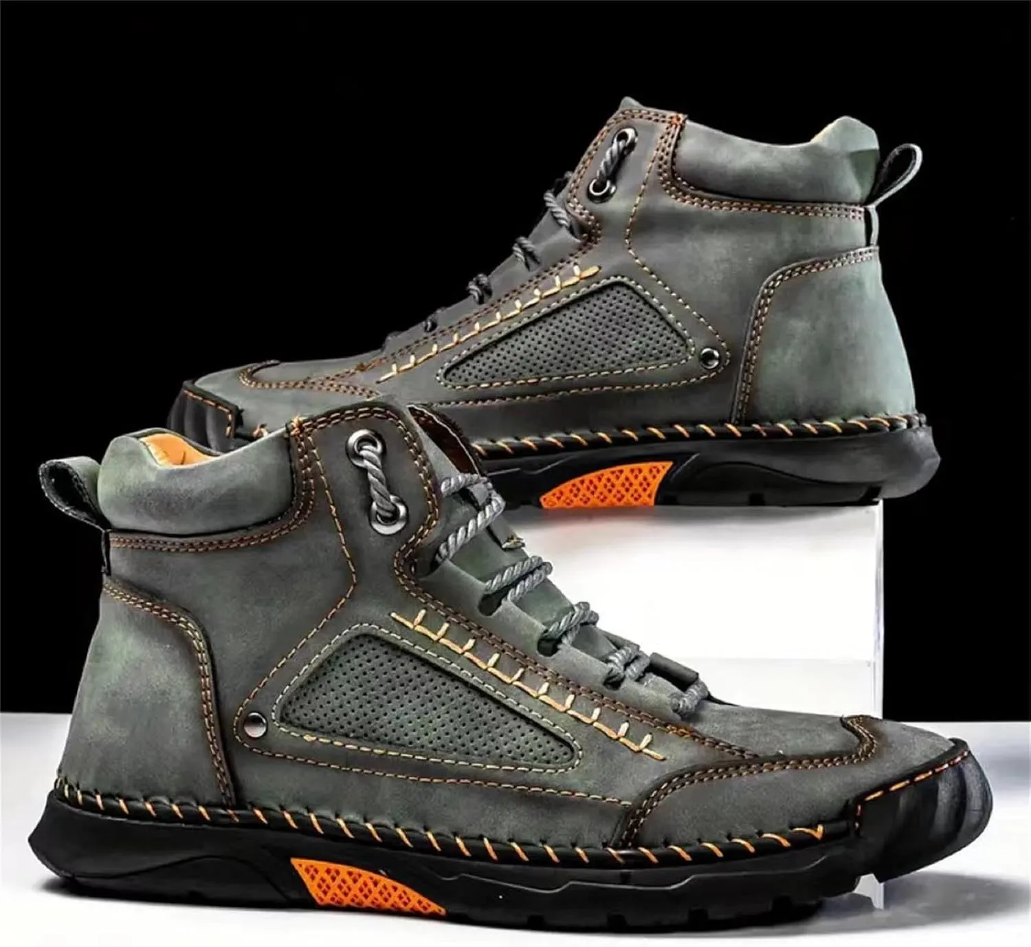 Sawbehind Mens Boots Comfortable Arch Support Handmade Waterproof Boots Casual Lightweight Hiking Outdoor Walking Sneakers
