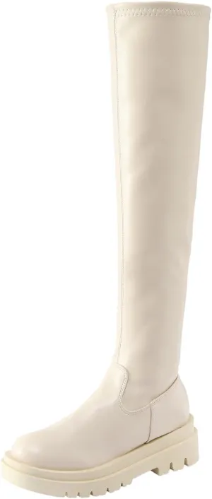 SBGMoSJ Boots for Women Over the Knee Thigh High Boots Pointed Toe Knitting Block Heel Stretchy Long Winter Fall Boots Cowgirl Boots Wide Calf Winter Fashion Booties Solid Color Long Boots
