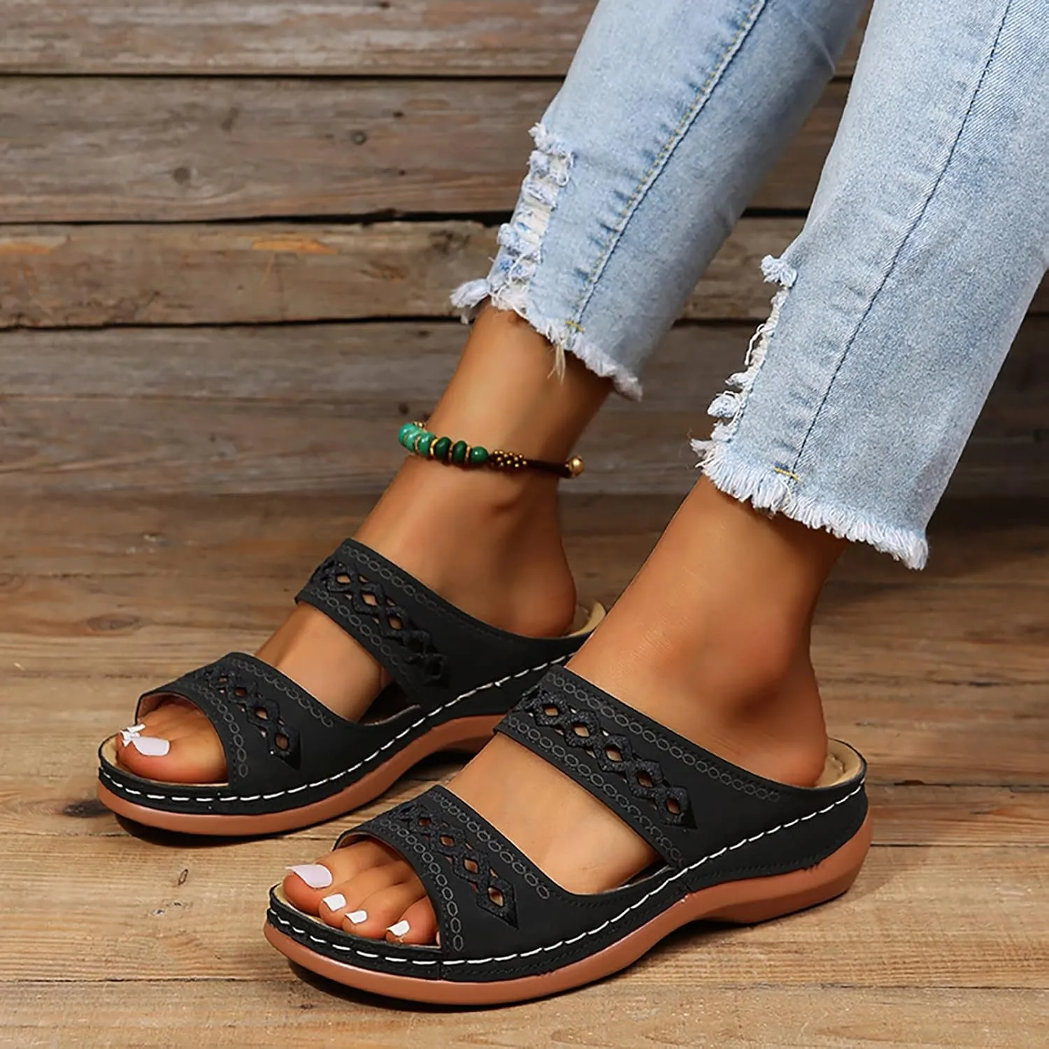 SBGMoSJ Diabetic Shoes for Women Wide Width Sandalias De Mujer OrtopéDicas Orthopedic Slides for Women Size 7 Beach Flip Flops Women Silver High Heels White Sandals Women Platform