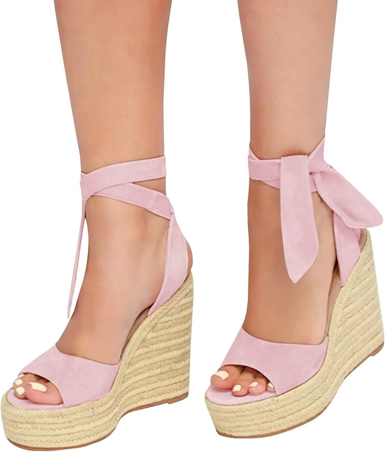 SERAIH Womens Lace up Espadrilles Platform Wedges Sandals Heels Tie Ankle Strap Summer Dress Shoes