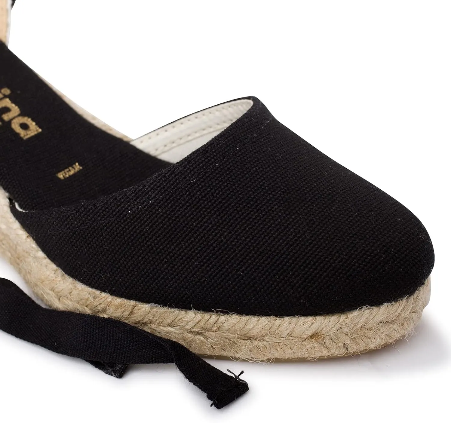 Sevilla Authentic Spanish Espadrille Wedge Sandals for Women - Sustainable, Eco Friendly, Vegan Shoes. Classic Style, Organic Cotton Canvas Upper, Comfy Insole, Jute Midsole, Rubber Sole. Made in Spain