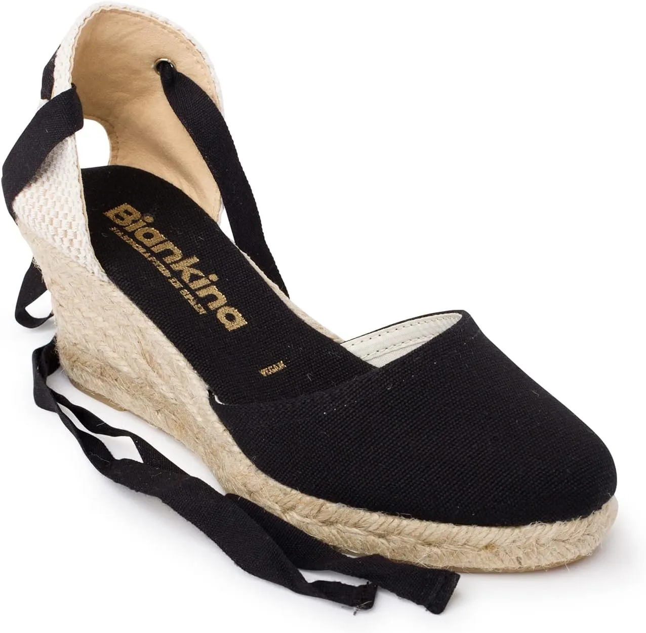 Sevilla Authentic Spanish Espadrille Wedge Sandals for Women - Sustainable, Eco Friendly, Vegan Shoes. Classic Style, Organic Cotton Canvas Upper, Comfy Insole, Jute Midsole, Rubber Sole. Made in Spain