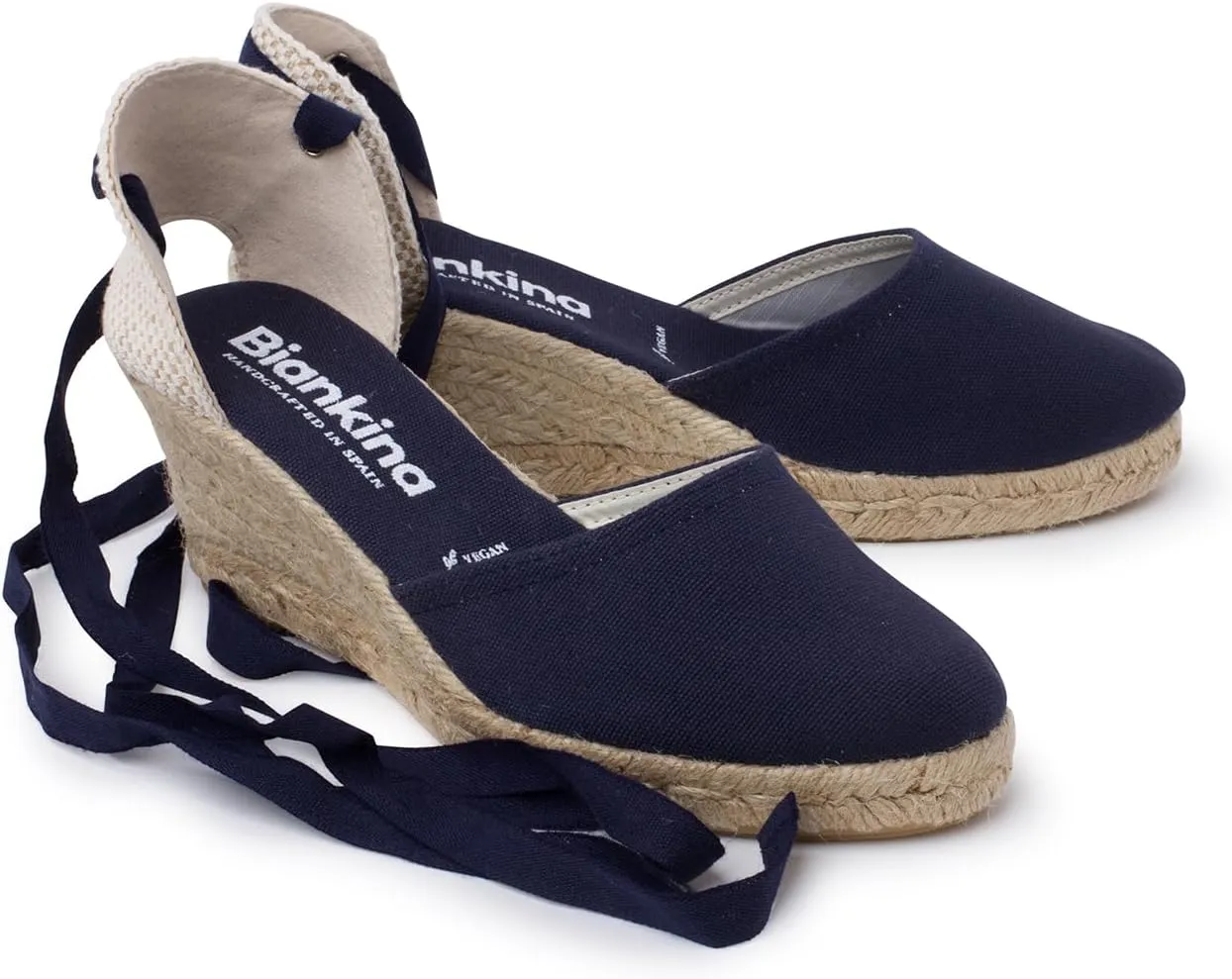 Sevilla Authentic Spanish Espadrille Wedge Sandals for Women - Sustainable, Eco Friendly, Vegan Shoes. Classic Style, Organic Cotton Canvas Upper, Comfy Insole, Jute Midsole, Rubber Sole. Made in Spain