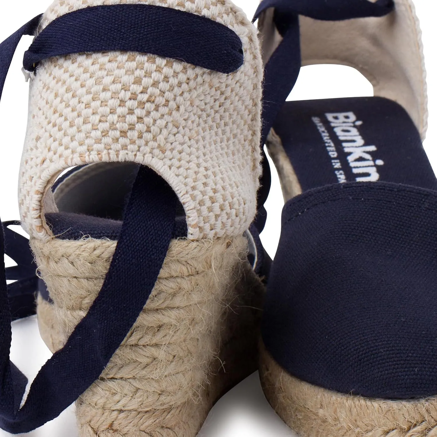 Sevilla Authentic Spanish Espadrille Wedge Sandals for Women - Sustainable, Eco Friendly, Vegan Shoes. Classic Style, Organic Cotton Canvas Upper, Comfy Insole, Jute Midsole, Rubber Sole. Made in Spain
