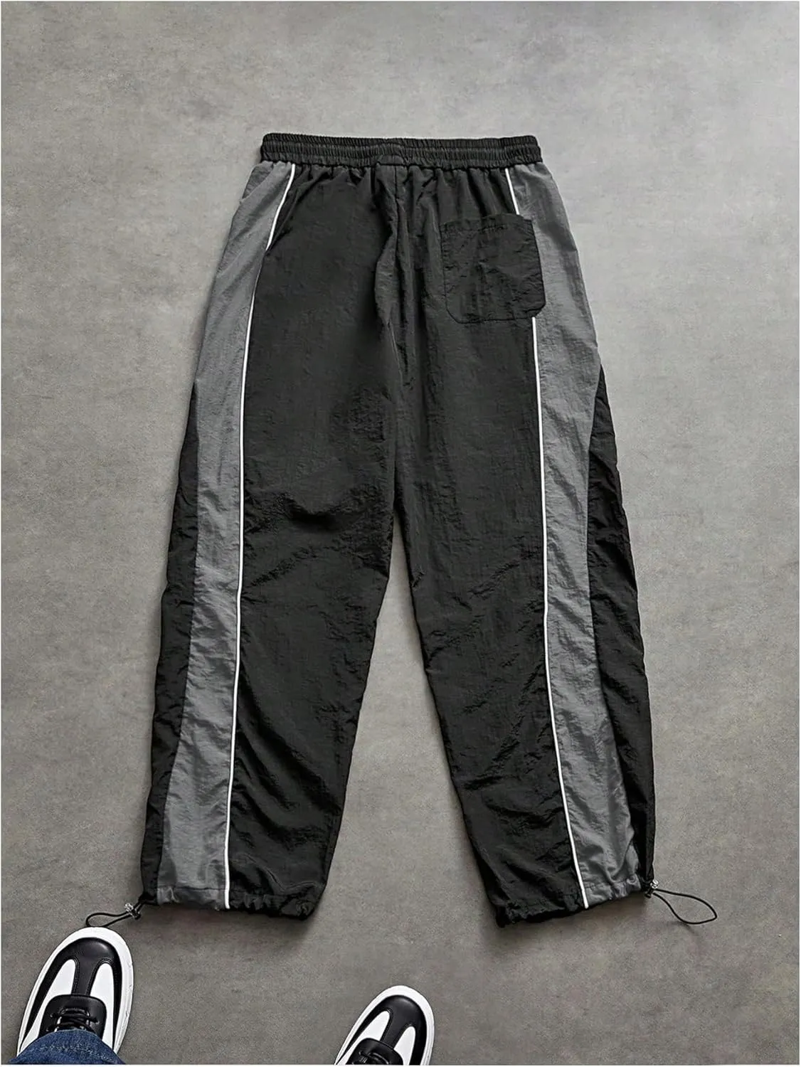 SHENHE Men's Y2k Wide Leg Color Block Baggy Parachute Pants Hip Hop Track Trousers Streetwear
