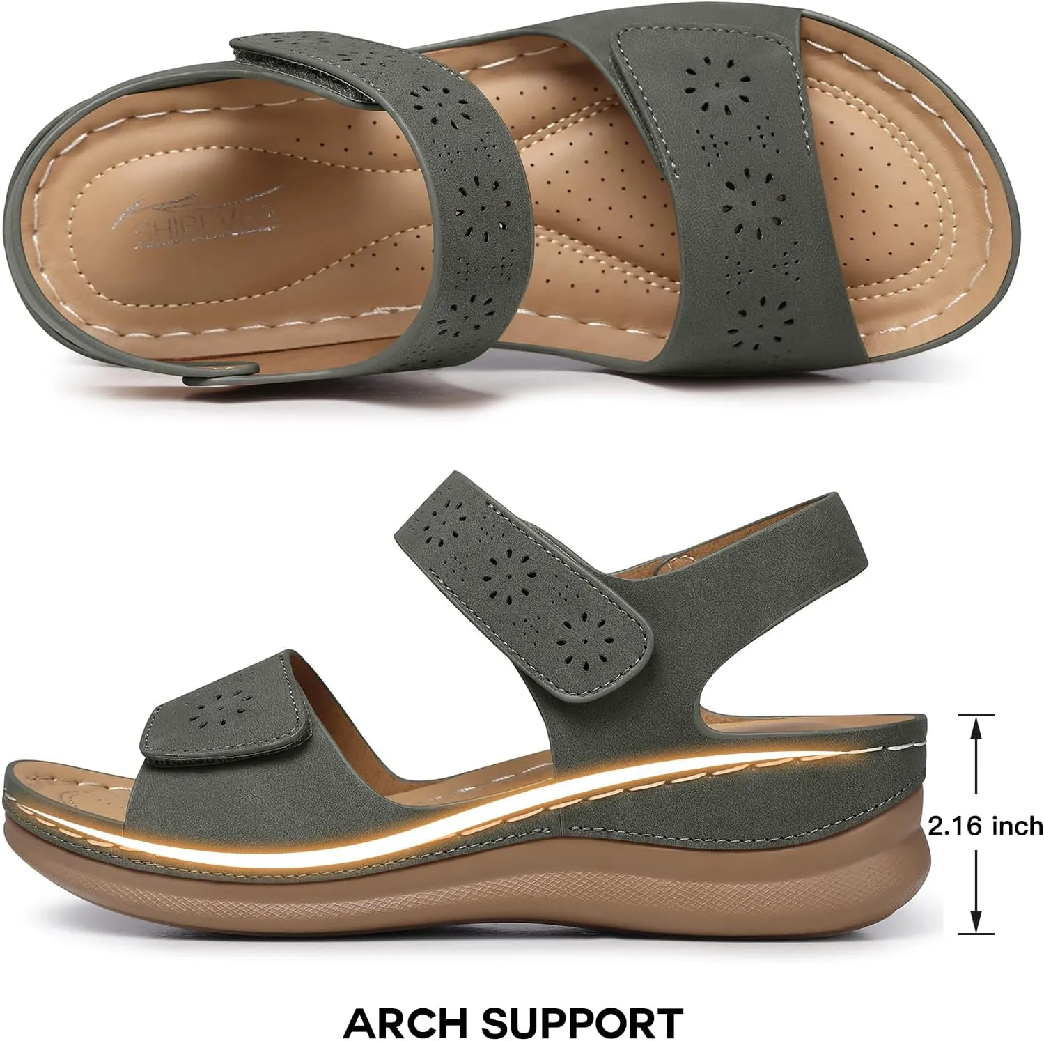 SHIBEVER Flat Sandals for Women Dressy: Comfortable Flats Sandals Women Open Toe Ankle Strap Walking Shoes Summer