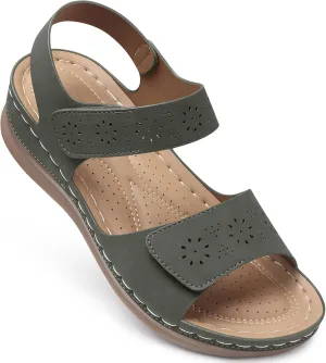 SHIBEVER Flat Sandals for Women Dressy: Comfortable Flats Sandals Women Open Toe Ankle Strap Walking Shoes Summer