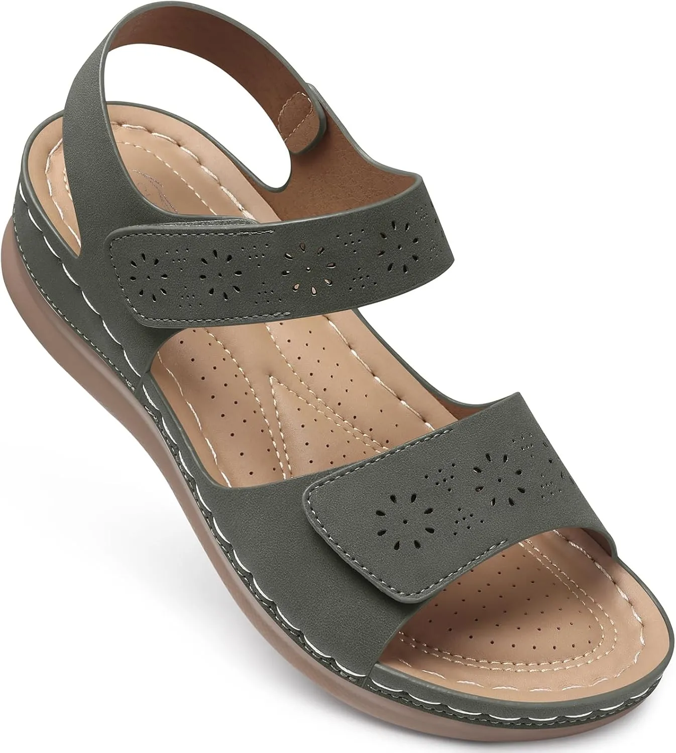 SHIBEVER Flat Sandals for Women Dressy: Comfortable Flats Sandals Women Open Toe Ankle Strap Walking Shoes Summer