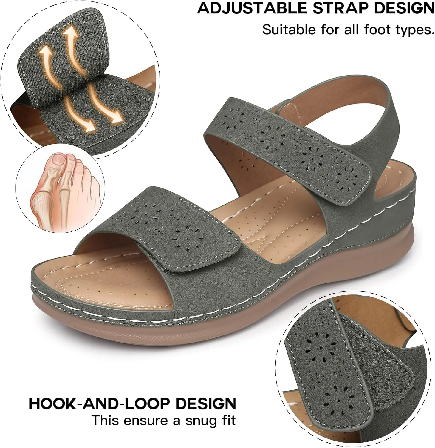 SHIBEVER Flat Sandals for Women Dressy: Comfortable Flats Sandals Women Open Toe Ankle Strap Walking Shoes Summer