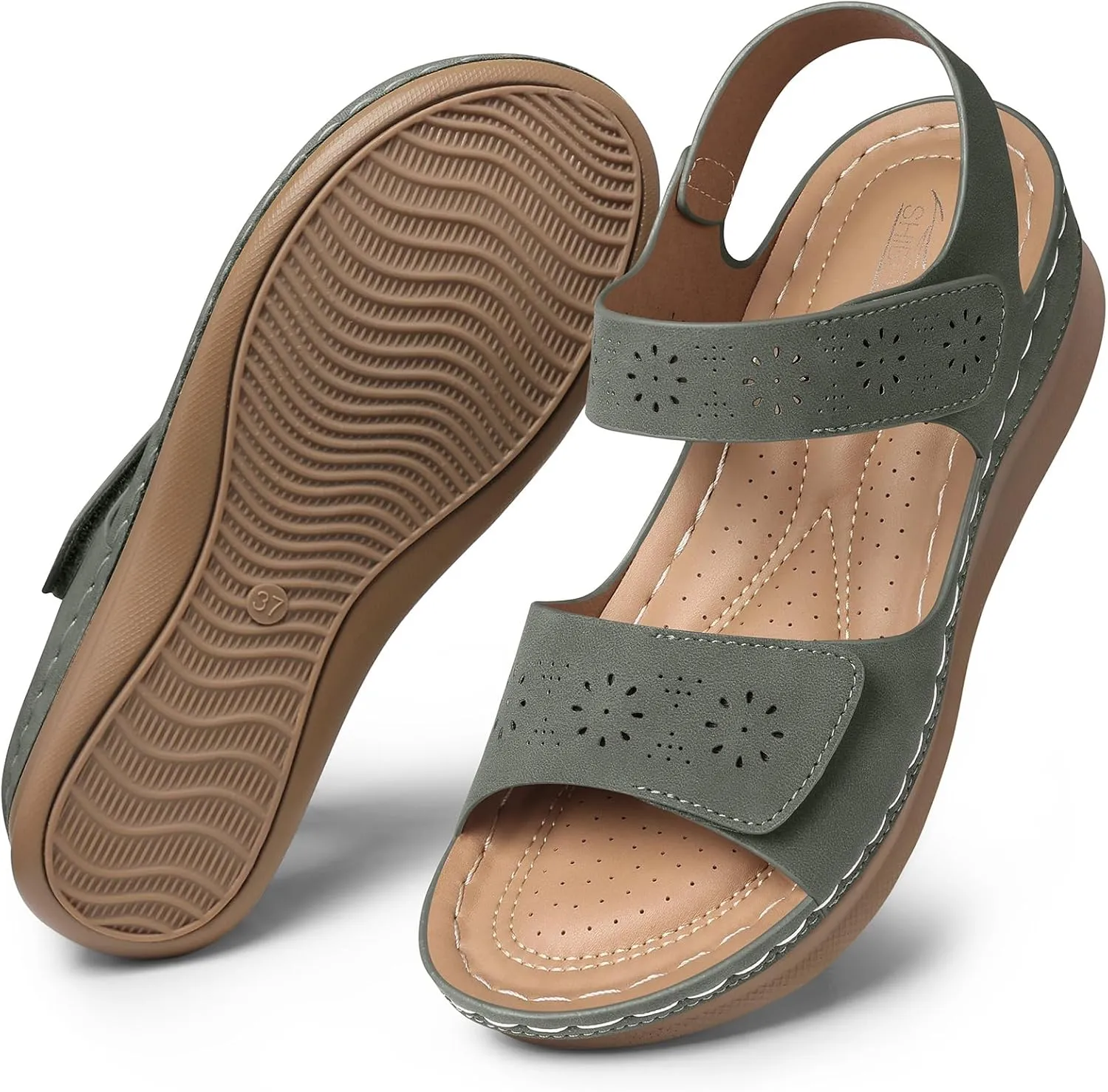 SHIBEVER Flat Sandals for Women Dressy: Comfortable Flats Sandals Women Open Toe Ankle Strap Walking Shoes Summer