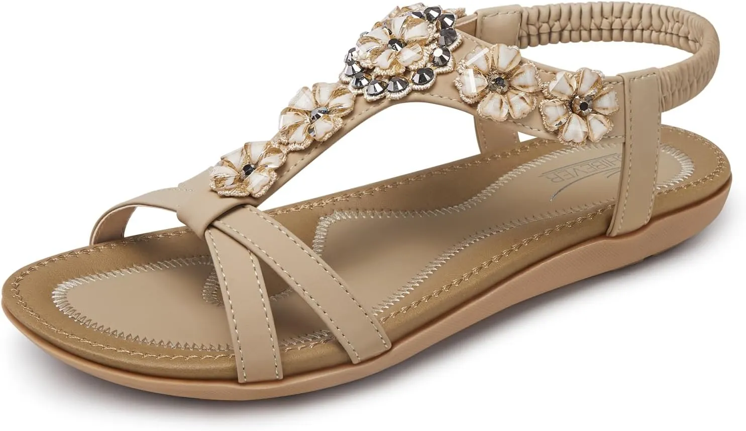 SHIBEVER Flat Sandals for Women Dressy: Summer Comfortable Ankle Strap Womens Sandal