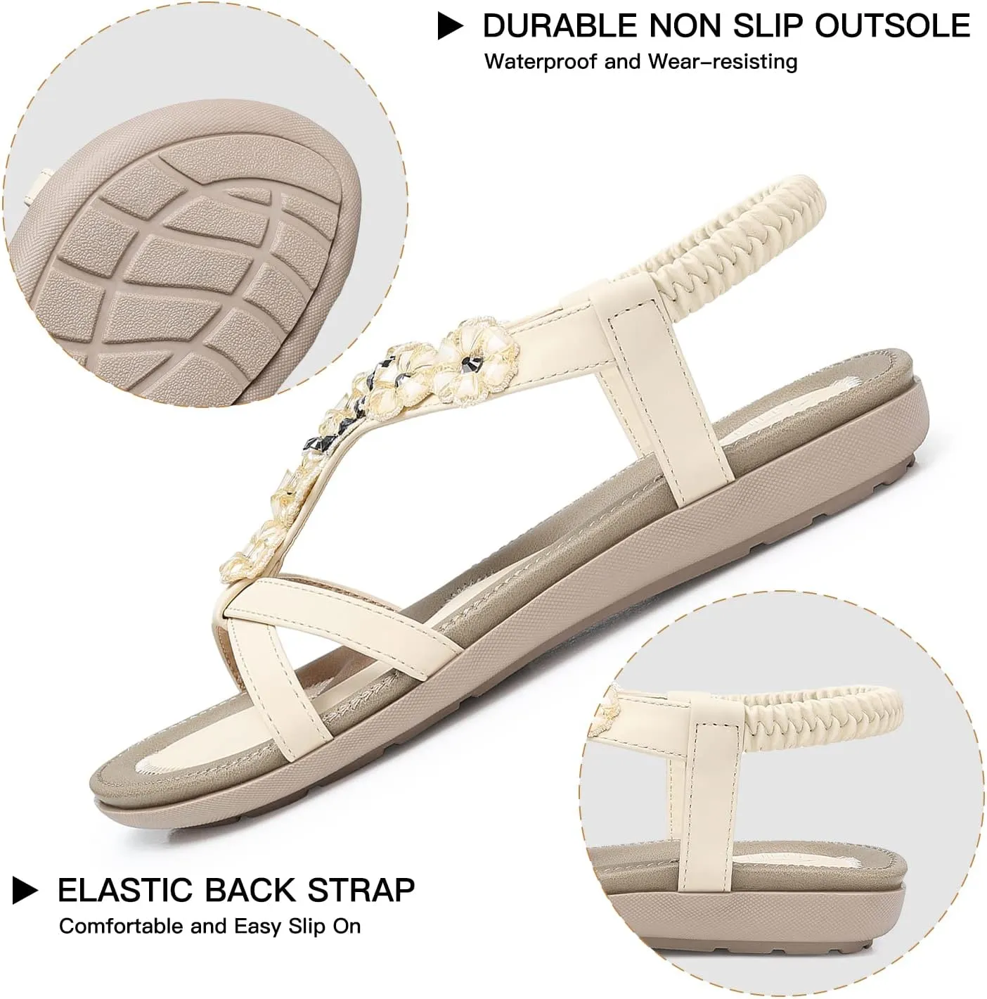 SHIBEVER Flat Sandals for Women Dressy: Summer Comfortable Ankle Strap Womens Sandal