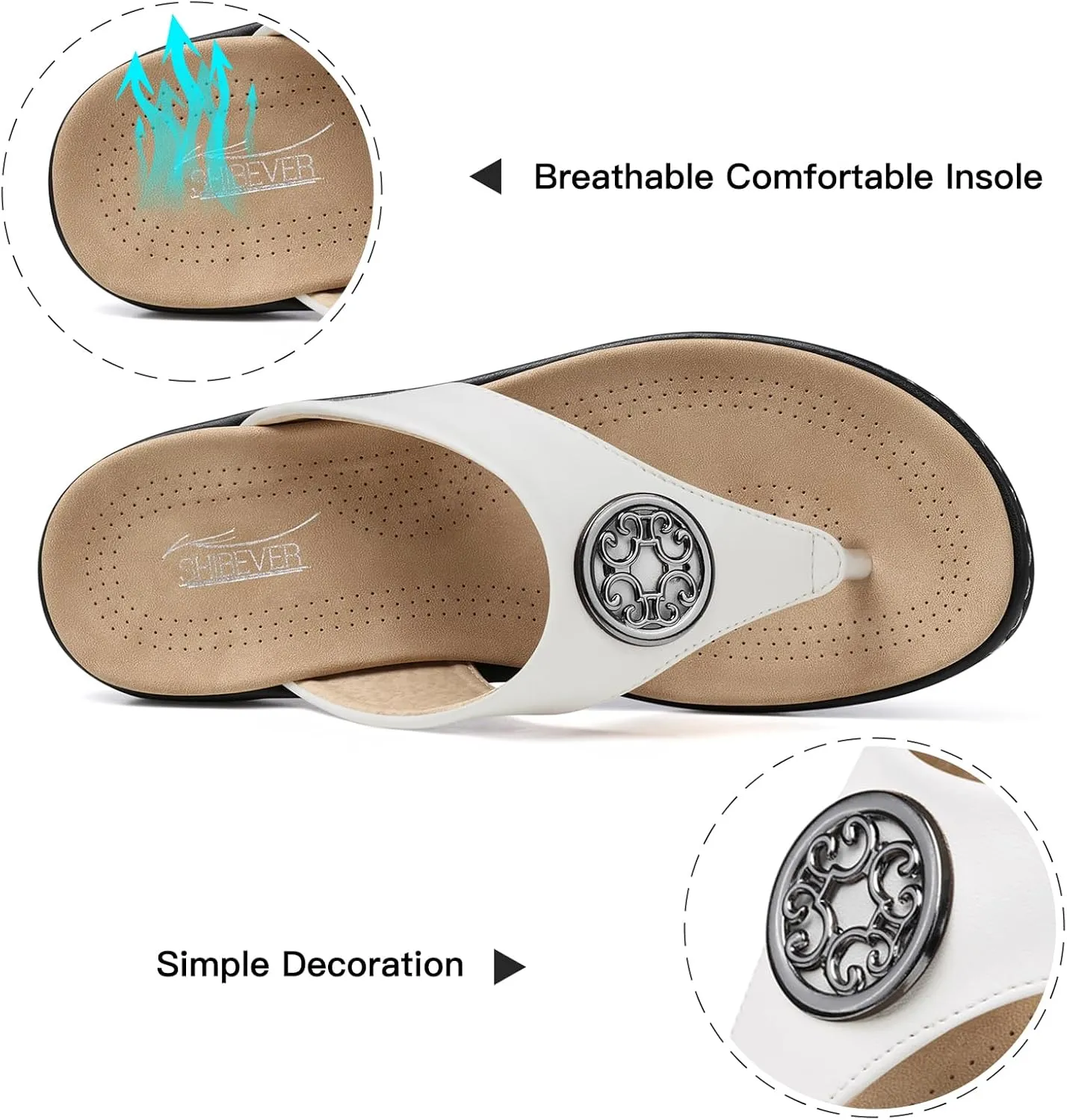SHIBEVER Womens Flat Thong Sandals: Comfortable Walking Summer Casual Flip Flops for Women
