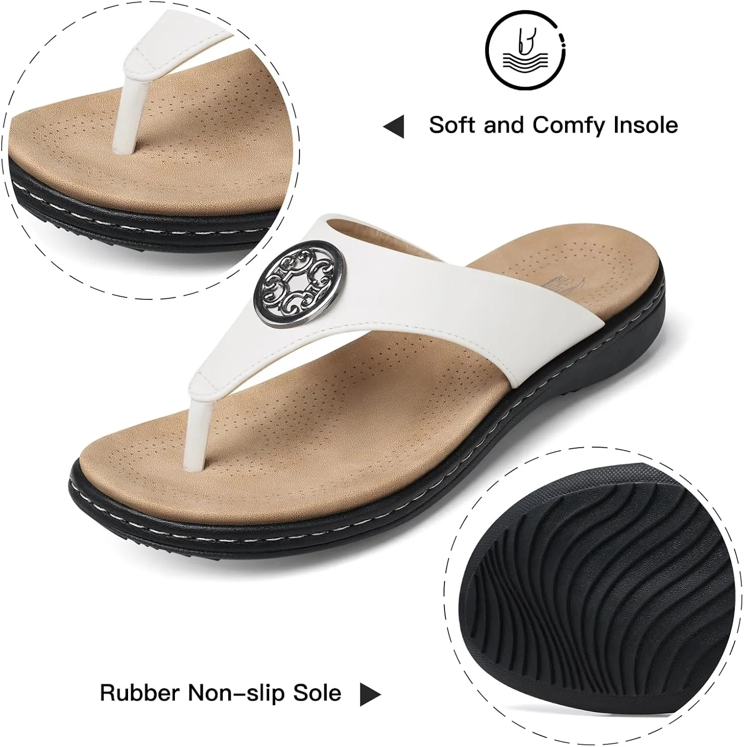 SHIBEVER Womens Flat Thong Sandals: Comfortable Walking Summer Casual Flip Flops for Women