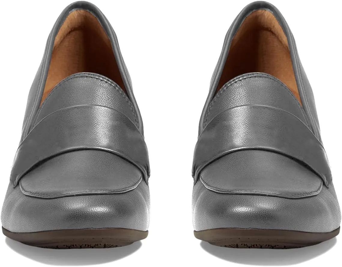 SHODENSE Women Chunky Kitten Heel Pumps Shoes Round Closed Toe Slip On Suede Penny Loafers Mid Block Heels Dress Loafer Matte Almond Toe Comfort Oxford Shoes Office Work Classic Elegant 4-11 M US