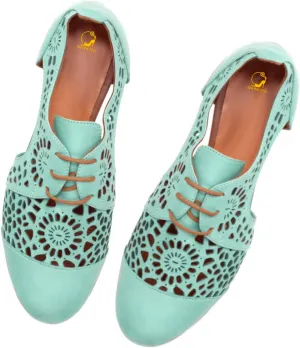 SHODENSE Women Retro Oxford Flats Cut Out Round Toe Lace Up Loafers Perforated Flat Heel Dress Derby Shoes Floral Cut Out Summer Oxfords Walking Vintage Party Vacation 4-11 M US