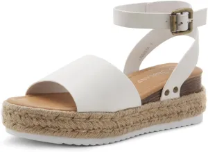 Shoe Land Legossa Womens Platform Sandals Ankle Strap Espadrilles Comfortable Open Toe Flatform Wedge Casual Sandal Black White Tan Platform Sandals for Summer