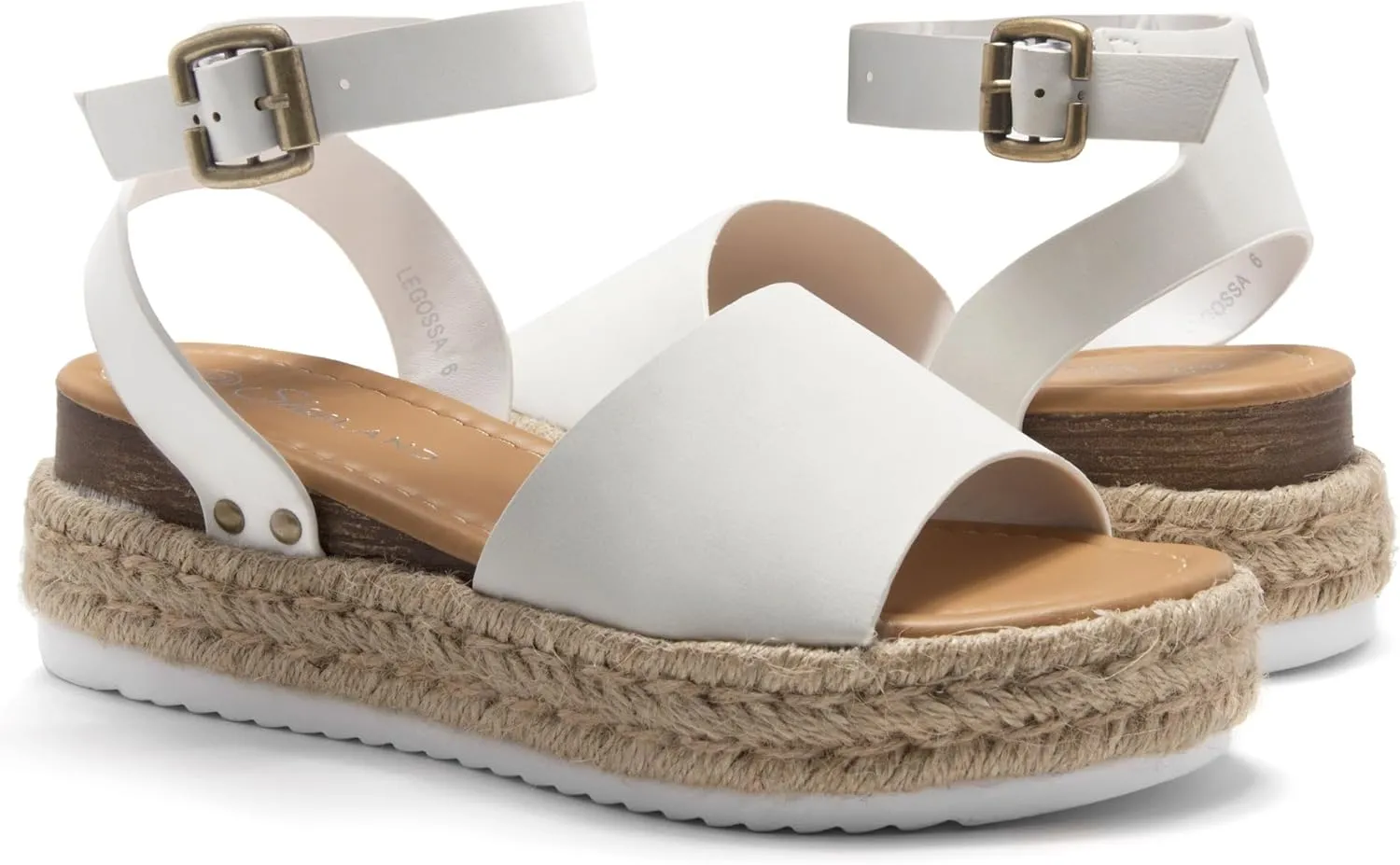 Shoe Land Legossa Womens Platform Sandals Ankle Strap Espadrilles Comfortable Open Toe Flatform Wedge Casual Sandal Black White Tan Platform Sandals for Summer