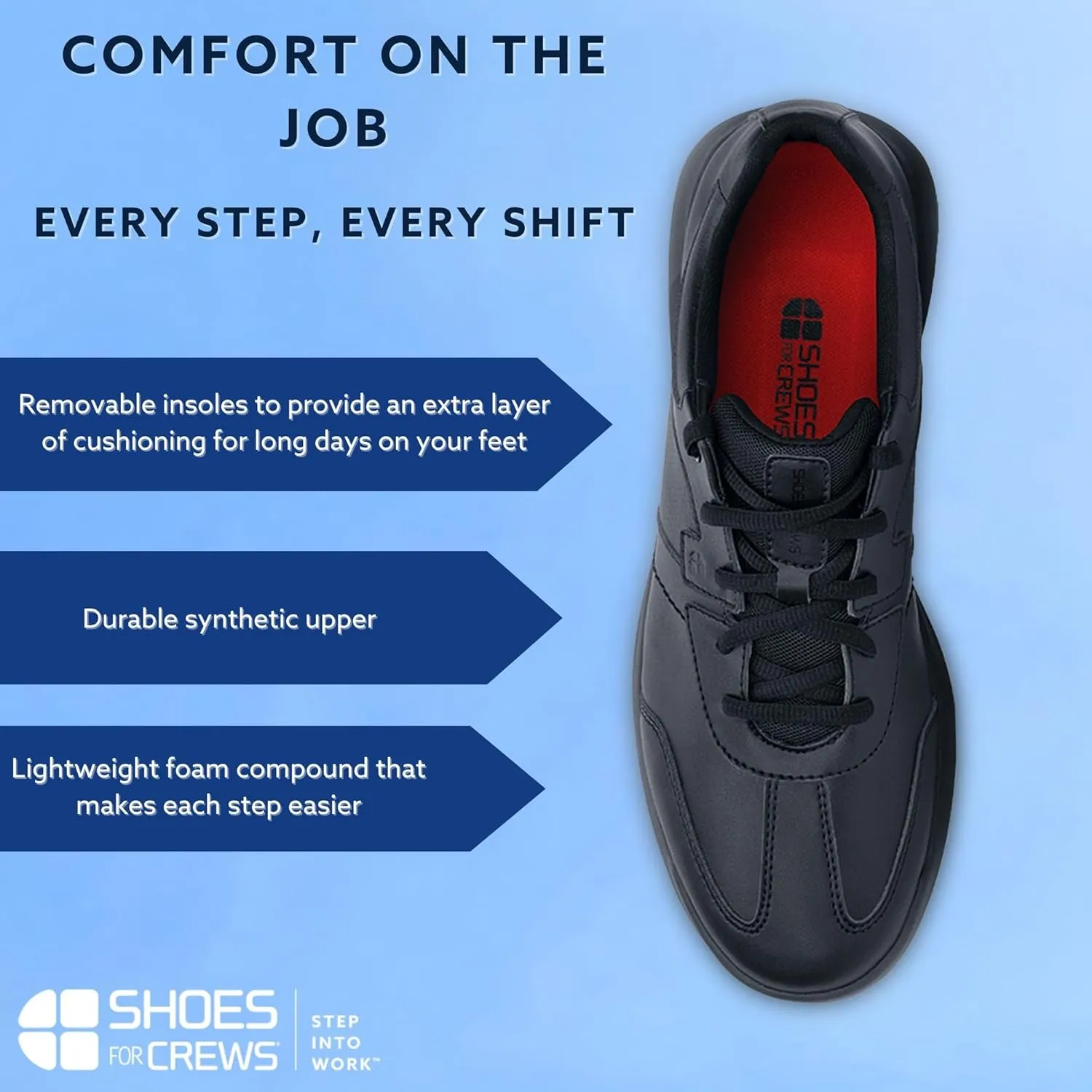 Shoes for Crews Men's Freestyle II Non Slip Work Shoes - Work & Safety Footwear, Food Service Work Sneakers, Lace-Up Breathable Work Shoes for Men