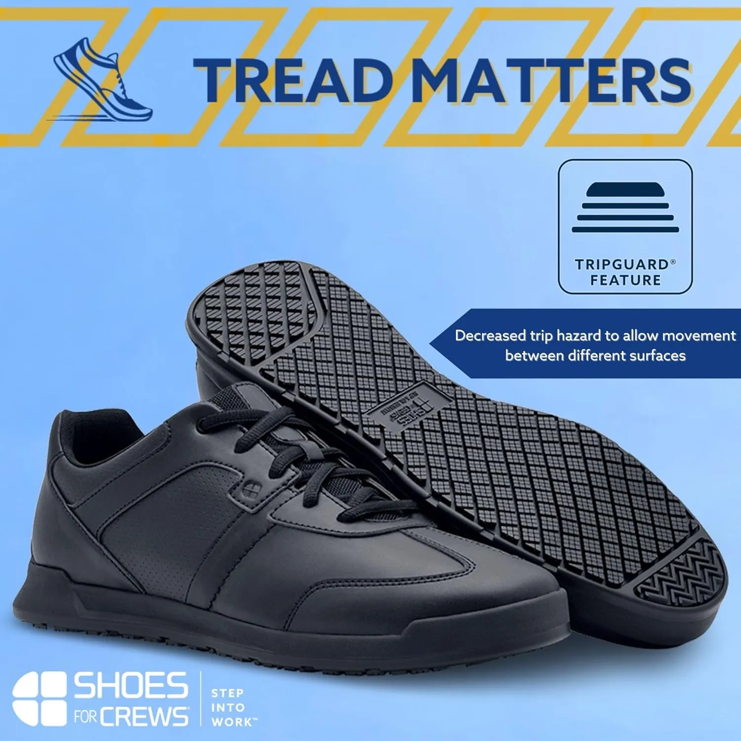 Shoes for Crews Men's Freestyle II Non Slip Work Shoes - Work & Safety Footwear, Food Service Work Sneakers, Lace-Up Breathable Work Shoes for Men