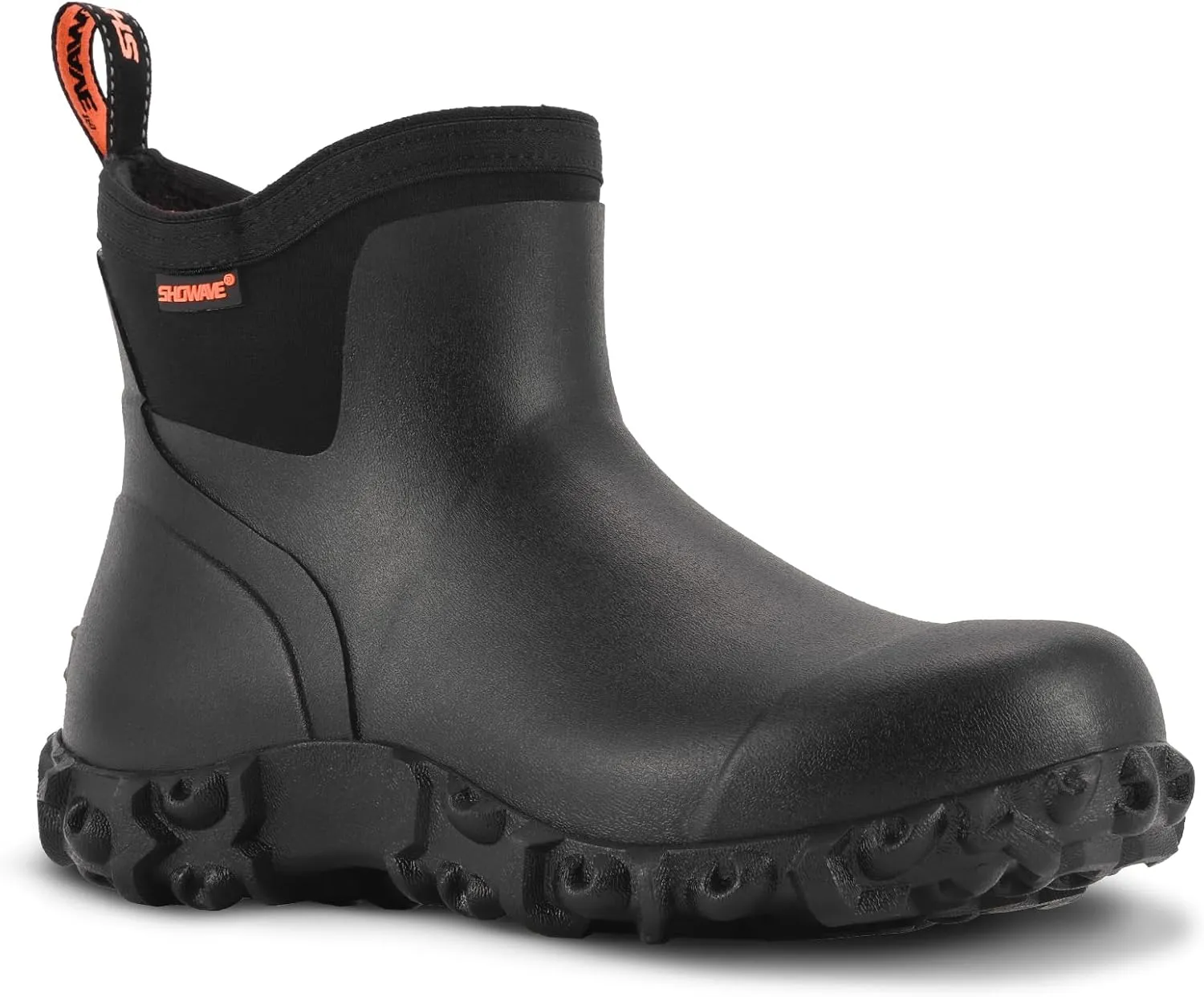 Showave Men's Ankle Rain Boots Waterproof Rubber Garden Boots Durable Slip on Rain Shoes for Outdoor Mud Yard Chore