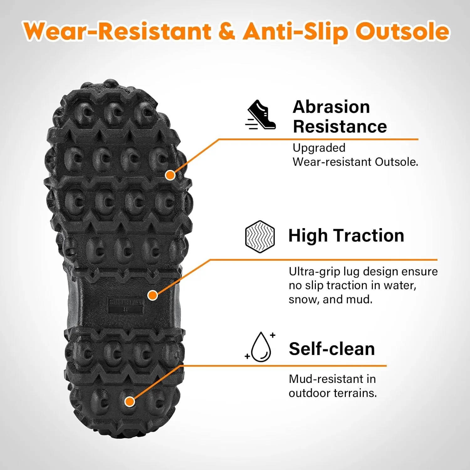 Showave Men's Ankle Rain Boots Waterproof Rubber Garden Boots Durable Slip on Rain Shoes for Outdoor Mud Yard Chore