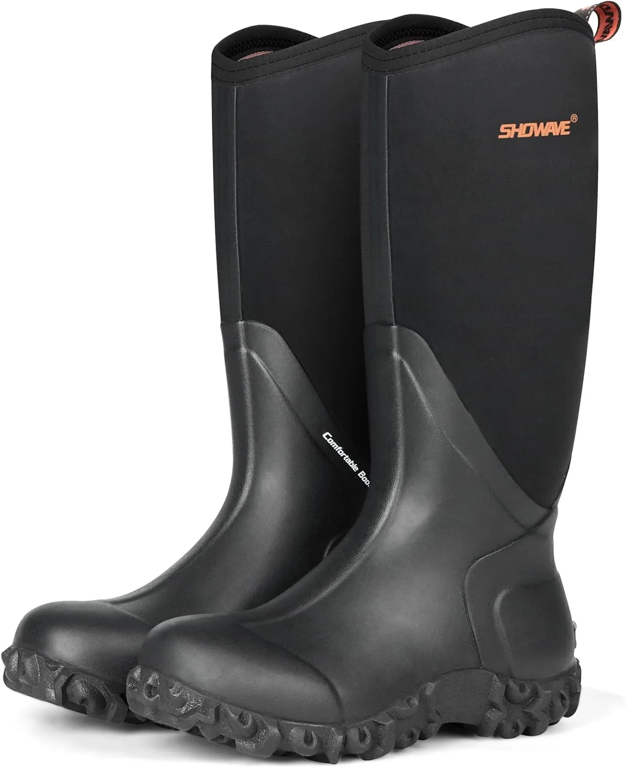 Showave Rain Boots for Women Waterproof Insulated Rubber Neoprene Boot Durable Mud Boots for Farming Raining Gardening Chore Work
