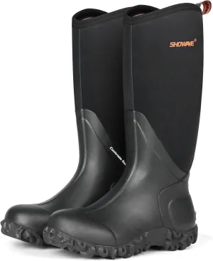Showave Rain Boots for Women Waterproof Insulated Rubber Neoprene Boot Durable Mud Boots for Farming Raining Gardening Chore Work