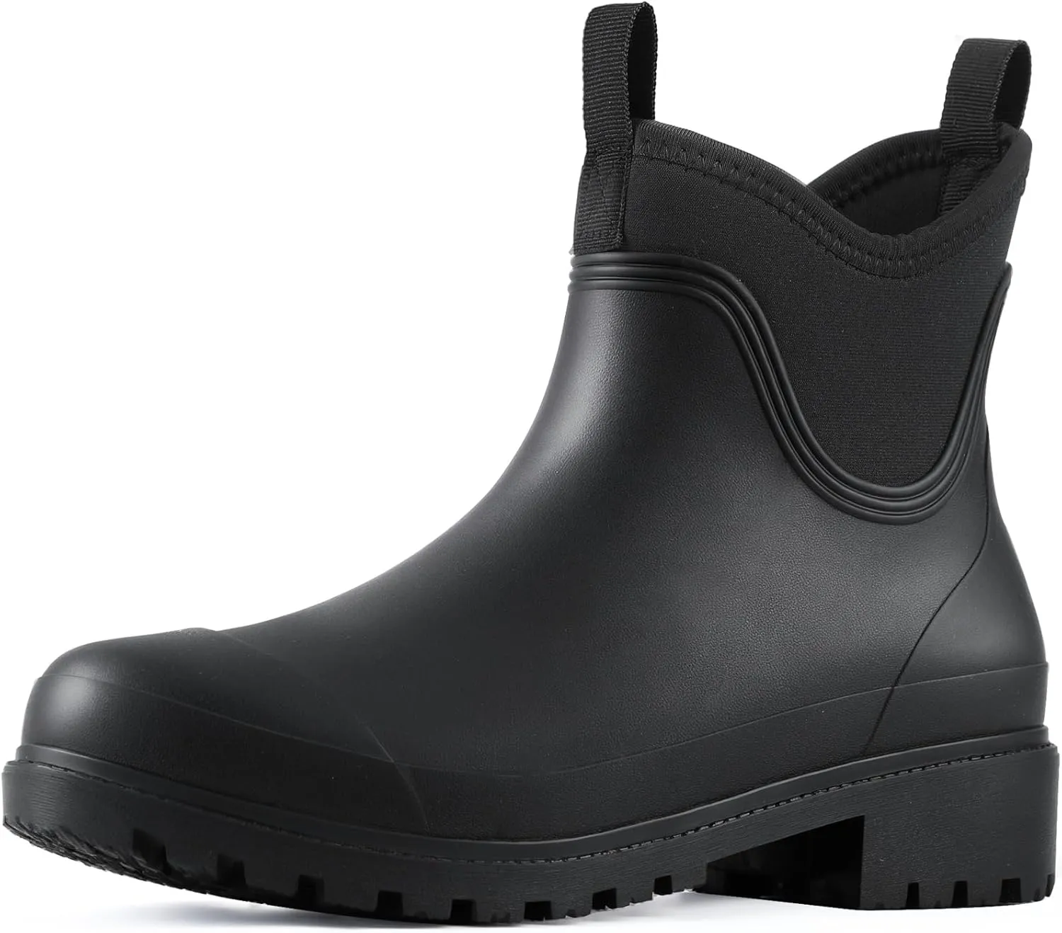 Showave Women's Rain Shoes Waterproof Ankle Rain Boots Slip on Rubber Garden Booties Comfort Lined Chelsea Boot