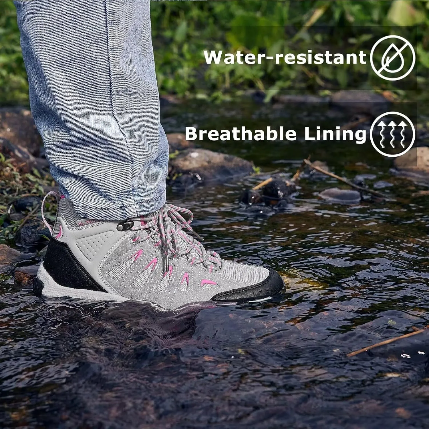 SHULOOK Women's Hiking Boots Waterproof Lightweight Outdoor Trekking Camping Hiking Shoes