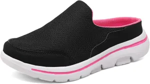 Slip On Mules & Clogs for Womens Summer Lightweight Open Back Walking Shoes Casual Breathable Mesh Closed Toe Slides Fashion Comfortable Color Block Slippers