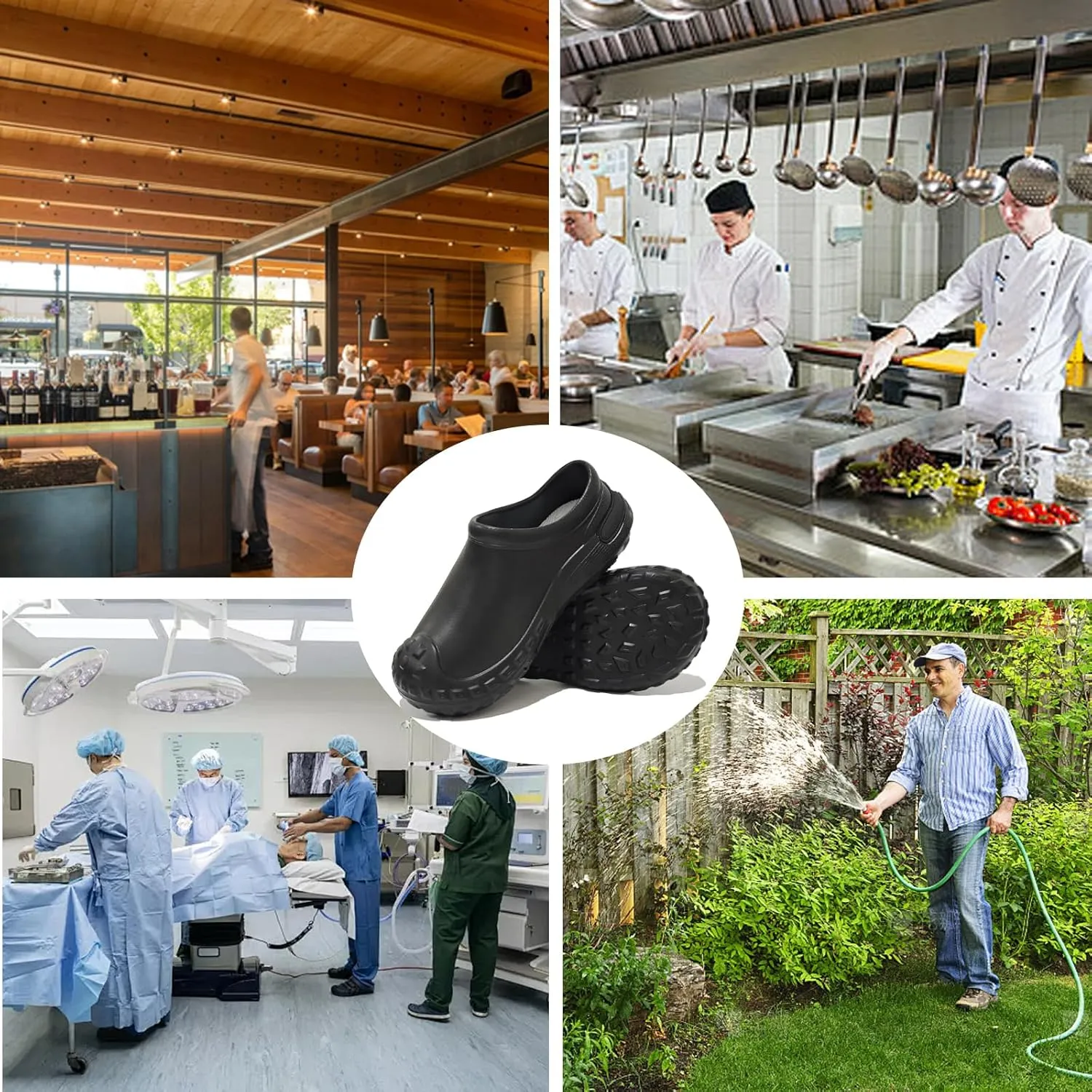 Slip Resistant Work Shoes - Non Slip Shoes for Men Food Service - Oil and Water Resistant Men's Mules & Clogs - Zapatos para Trabajar en Restaurante