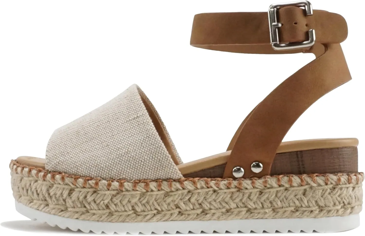 Soda Topic Open Toe Buckle Ankle Strap Espadrilles Flatform Wedge Casual Sandal